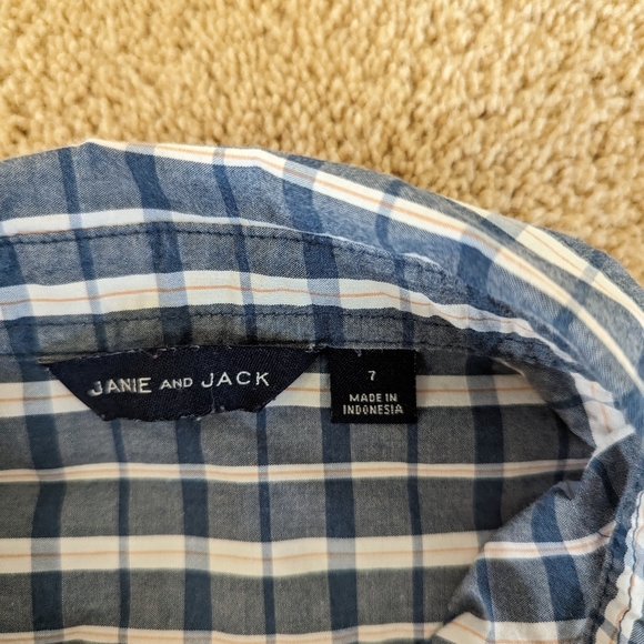 100% cotton, Janie and Jack, long sleeve plaid button up. - Picture 5 of 7